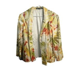 linda allard ellen tracy womens long sleeve floral blazer size 16 open front